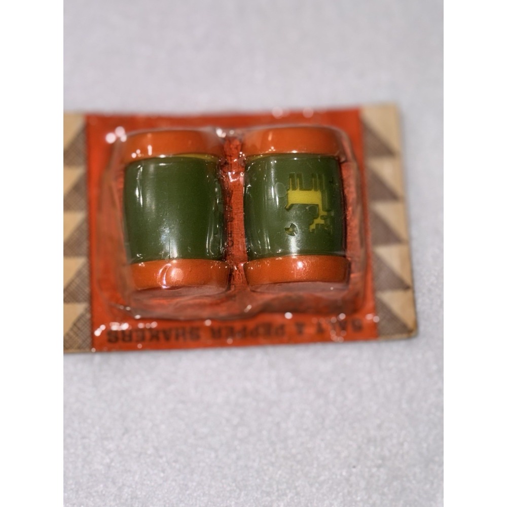 VINTAGE ST LABRE SCHOOL PLASTIC MAN & DEER‎ SALT & PEPPER SHAKERS New